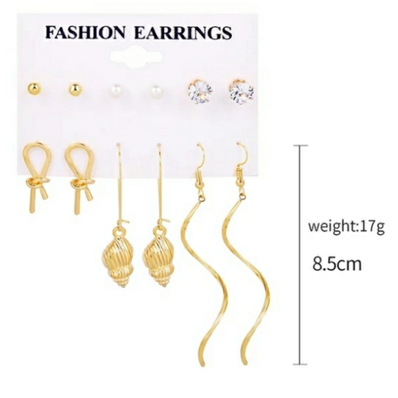 Gold 6 pairs of earrings bundle - Picture 2 of 2